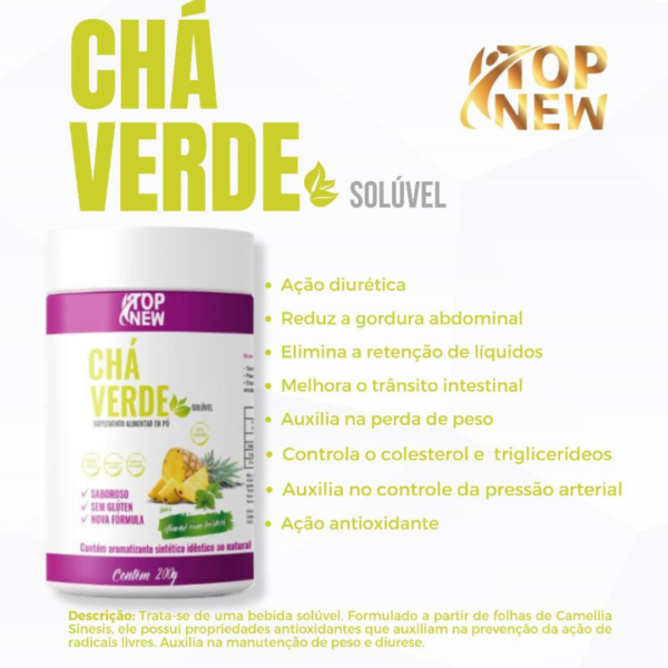 Chá Verde Sabor Abacaxi com Hortelã Topnew 200g